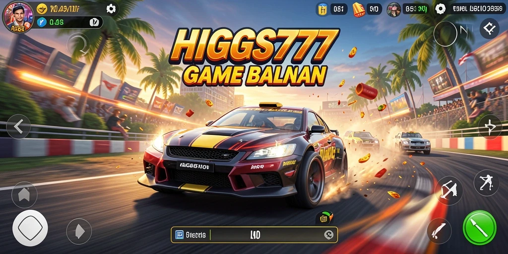 Screenshot gameplay seru HIGGS777 yang menangkap aksi balapan.
