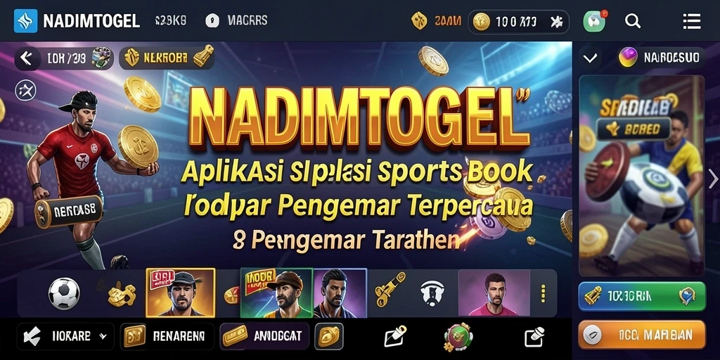 Tampilan utama aplikasi NADIMTOGEL dengan fitur taruhan olahraga.